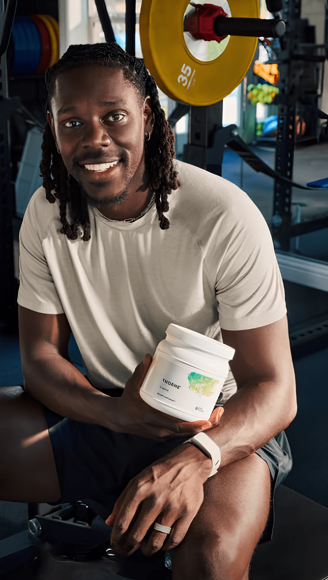 Jrue Holiday holding Thorne Creatine, NBA athlete Thorne creatine endorsement