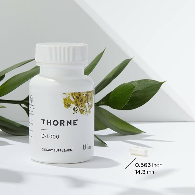 Thorne D-1,000 capsules, third-party contents certified pharmaceutical-grade vitamin D3