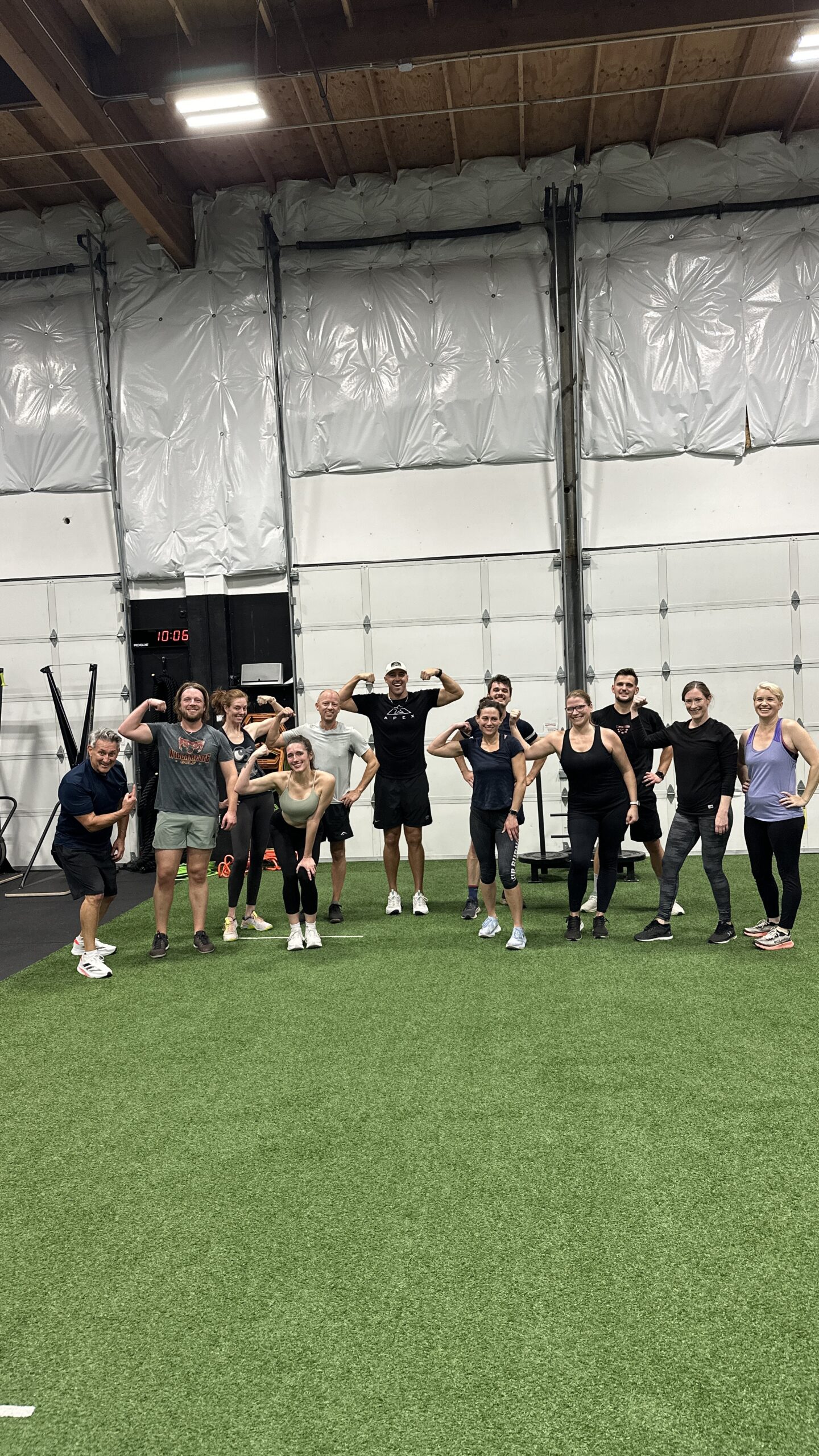 Jeron Mastrud leading a corporate wellness workout at APEX PWR in Tigard, Oregon