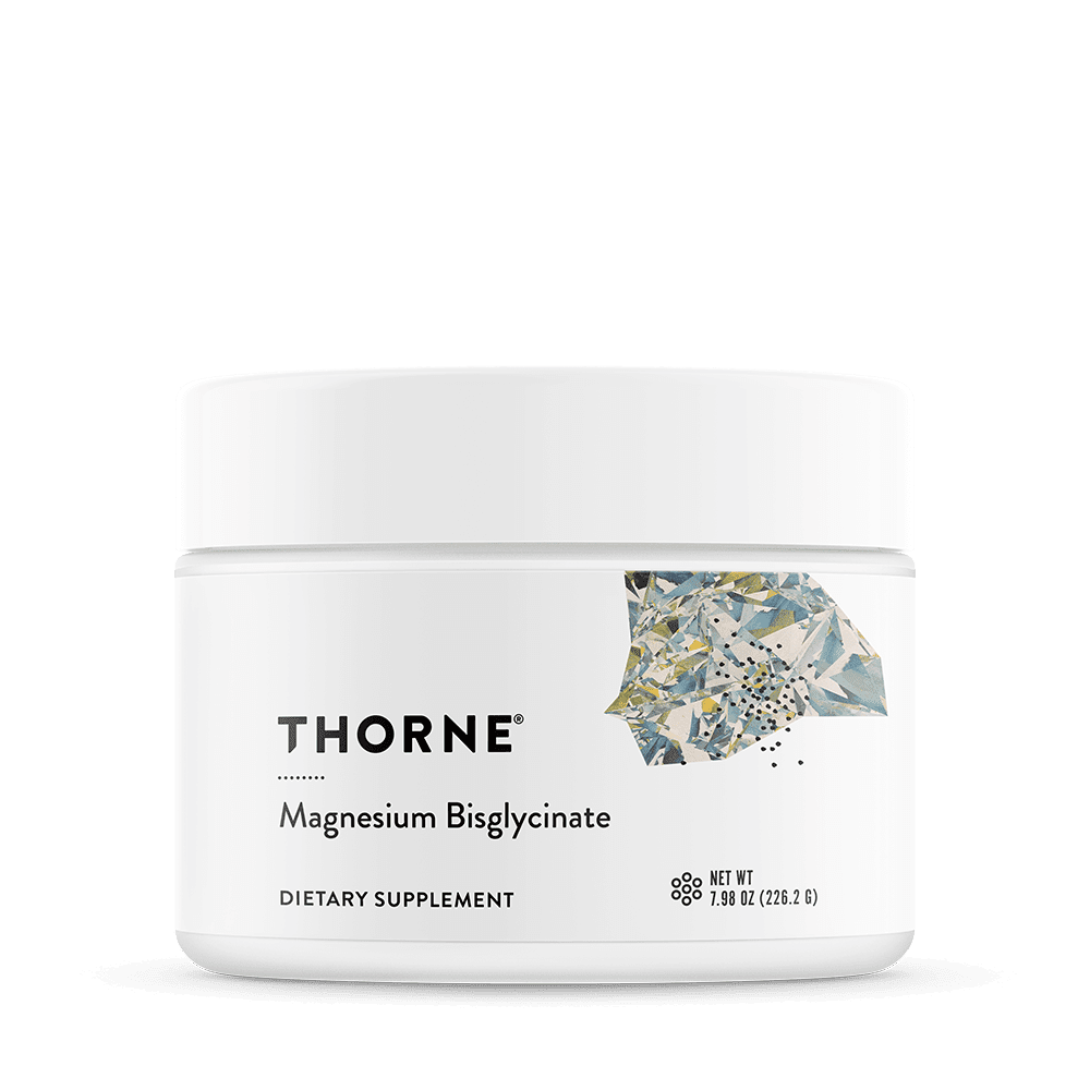 Thorne Magnesium Bisglycinate powder in a jar, dietary supplement, 7.98 oz