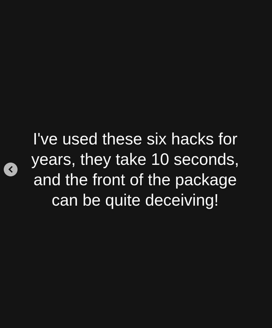 Closing slide reading I have used these six hacks for years, they take 10 seconds, and the front of the package can be quite deceiving